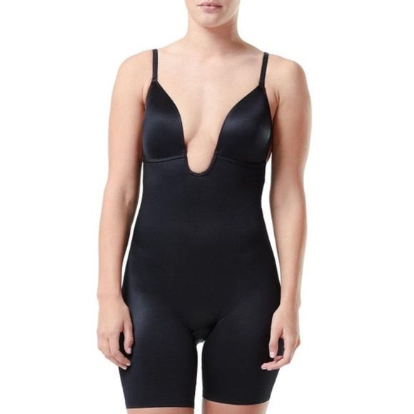 Spanx Fancy Plunge Low Back Mid Thigh Bodysuit - Picture 1 of 7